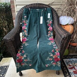 Driftwood Farrah Embroidered Cord Flare Jeans 34x34